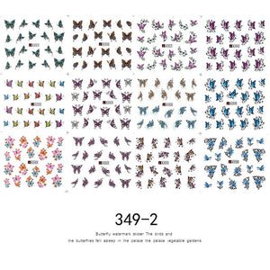 12 PC watermark slider nail stickers nail art decal water transfer flower butterfly decoration manicure watermark leaf tips