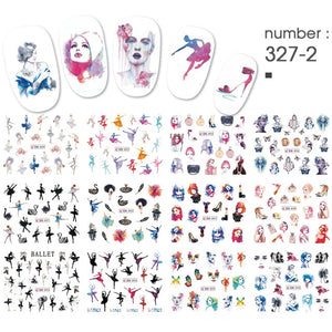 12 PC watermark slider nail stickers nail art decal water transfer flower butterfly decoration manicure watermark leaf tips