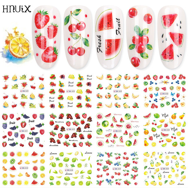 12 PC watermark slider nail stickers nail art decal water transfer flower butterfly decoration manicure watermark leaf tips