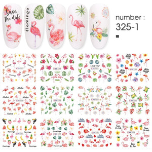 12 PC watermark slider nail stickers nail art decal water transfer flower butterfly decoration manicure watermark leaf tips