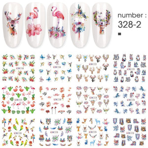12 PC watermark slider nail stickers nail art decal water transfer flower butterfly decoration manicure watermark leaf tips