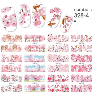 12 PC watermark slider nail stickers nail art decal water transfer flower butterfly decoration manicure watermark leaf tips