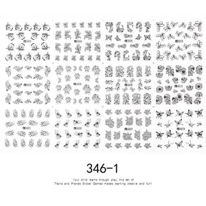 12 PC watermark slider nail stickers nail art decal water transfer flower butterfly decoration manicure watermark leaf tips