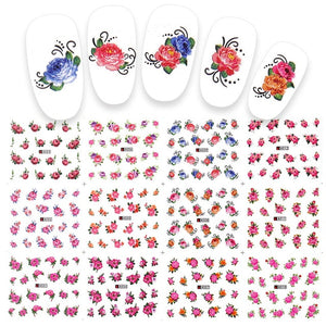 12 PC watermark slider nail stickers nail art decal water transfer flower butterfly decoration manicure watermark leaf tips