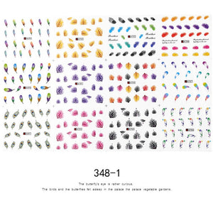 12 PC watermark slider nail stickers nail art decal water transfer flower butterfly decoration manicure watermark leaf tips