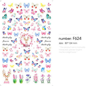 HNUIX 1sheet nail sticker butterfly flower water transfer decal sliders for Nail Art decoration tattoo manicure envelopes tools