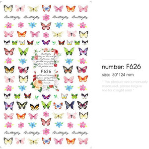 HNUIX 1sheet nail sticker butterfly flower water transfer decal sliders for Nail Art decoration tattoo manicure envelopes tools
