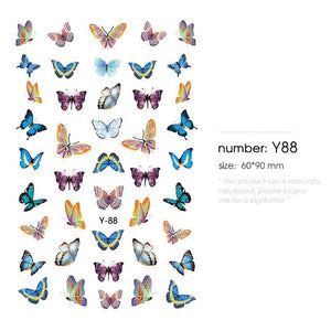 HNUIX 1sheet nail sticker butterfly flower water transfer decal sliders for Nail Art decoration tattoo manicure envelopes tools