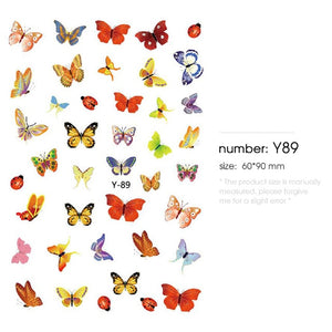 HNUIX 1sheet nail sticker butterfly flower water transfer decal sliders for Nail Art decoration tattoo manicure envelopes tools