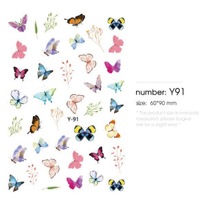 HNUIX 1sheet nail sticker butterfly flower water transfer decal sliders for Nail Art decoration tattoo manicure envelopes tools
