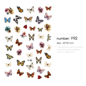 HNUIX 1sheet nail sticker butterfly flower water transfer decal sliders for Nail Art decoration tattoo manicure envelopes tools