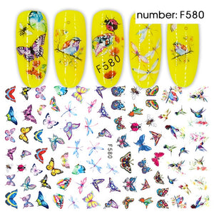 HNUIX 1sheet nail sticker butterfly flower water transfer decal sliders for Nail Art decoration tattoo manicure envelopes tools