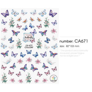 HNUIX 1sheet nail sticker butterfly flower water transfer decal sliders for Nail Art decoration tattoo manicure envelopes tools
