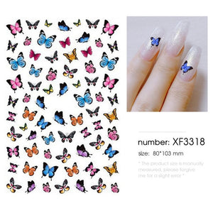 HNUIX 1sheet nail sticker butterfly flower water transfer decal sliders for Nail Art decoration tattoo manicure envelopes tools