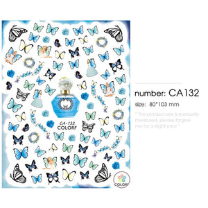 HNUIX 1sheet nail sticker butterfly flower water transfer decal sliders for Nail Art decoration tattoo manicure envelopes tools