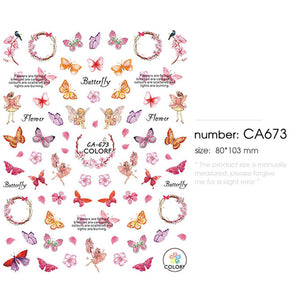 HNUIX 1sheet nail sticker butterfly flower water transfer decal sliders for Nail Art decoration tattoo manicure envelopes tools