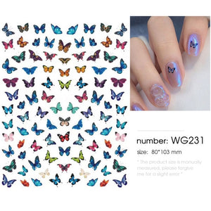 HNUIX 1sheet nail sticker butterfly flower water transfer decal sliders for Nail Art decoration tattoo manicure envelopes tools