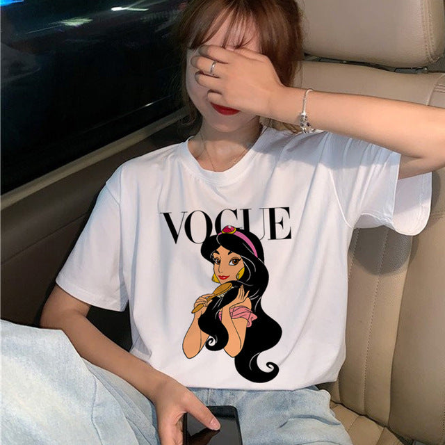 Summer New 2020 Fashion T shirt Women VOGUE letter print Harajuku Tshirt O-neck Short Sleeve T-shirt White Tops Female Clothing