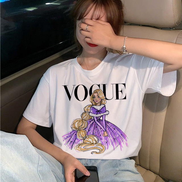 Summer New 2020 Fashion T shirt Women VOGUE letter print Harajuku Tshirt O-neck Short Sleeve T-shirt White Tops Female Clothing