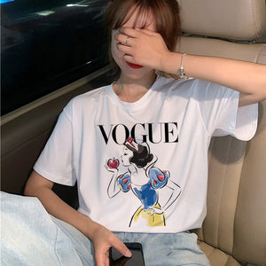 Summer New 2020 Fashion T shirt Women VOGUE letter print Harajuku Tshirt O-neck Short Sleeve T-shirt White Tops Female Clothing