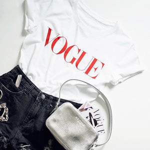 Summer New 2020 Fashion T shirt Women VOGUE letter print Harajuku Tshirt O-neck Short Sleeve T-shirt White Tops Female Clothing