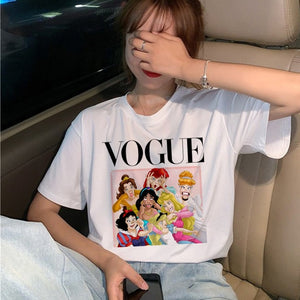 Summer New 2020 Fashion T shirt Women VOGUE letter print Harajuku Tshirt O-neck Short Sleeve T-shirt White Tops Female Clothing