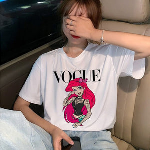 Summer New 2020 Fashion T shirt Women VOGUE letter print Harajuku Tshirt O-neck Short Sleeve T-shirt White Tops Female Clothing