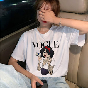 Summer New 2020 Fashion T shirt Women VOGUE letter print Harajuku Tshirt O-neck Short Sleeve T-shirt White Tops Female Clothing