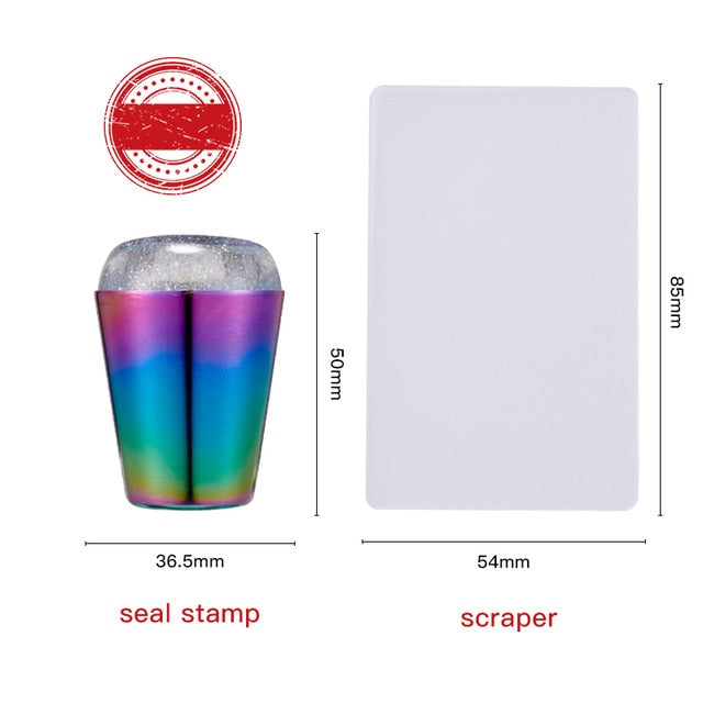 Unique New Design Pure Clear Jelly Silicone Nail Art Stamper Scraper with Cap Transparent 2.8cm Nail Stamp Stamping Tools