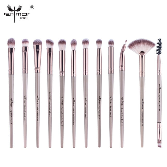 Anmor Makeup Brushes Set 3-12pcs/lot Eye Shadow Blending Eyeliner Eyelash Eyebrow Make up Brushes  Professional Eyeshadow Brush