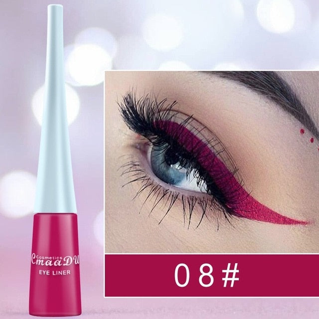 12-color matte Cat eye Makeup Waterproof Neon Colorful Liquid Eyeliner Pen Make Up Comestics Long-lasting Liner Pencil Makeup