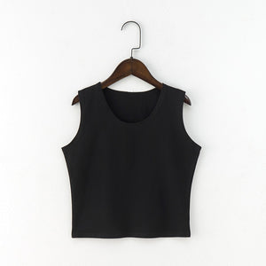 Black Round Neck Sleeveless Harajuku Women's T-shirt Cotton Crop Top Women's Shirt Girls Lady Tee Tops Streetwear Camiseta Mujer