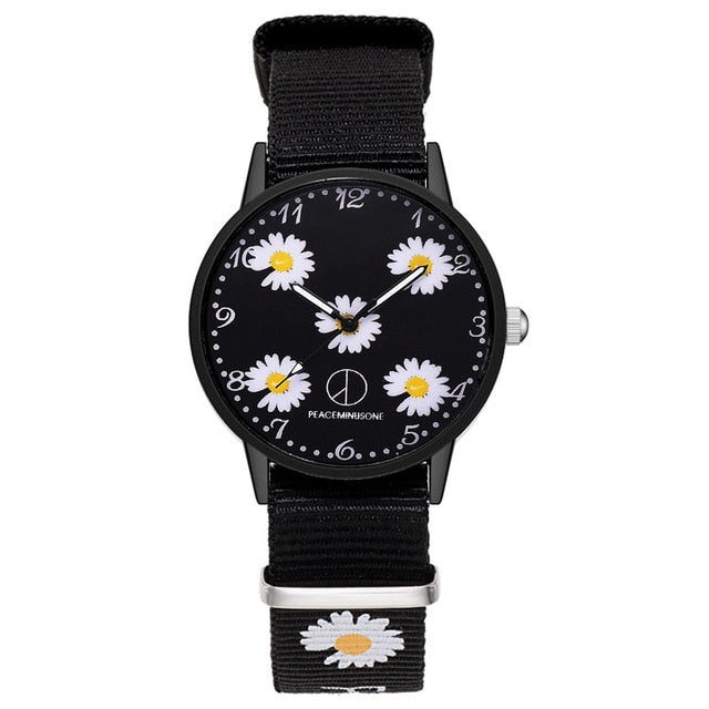 Girl Luxury Watch Women New Fashion Embossed Flowers Small Fresh Printed Belt Dial Watch Female Student Quartz Watch relogio