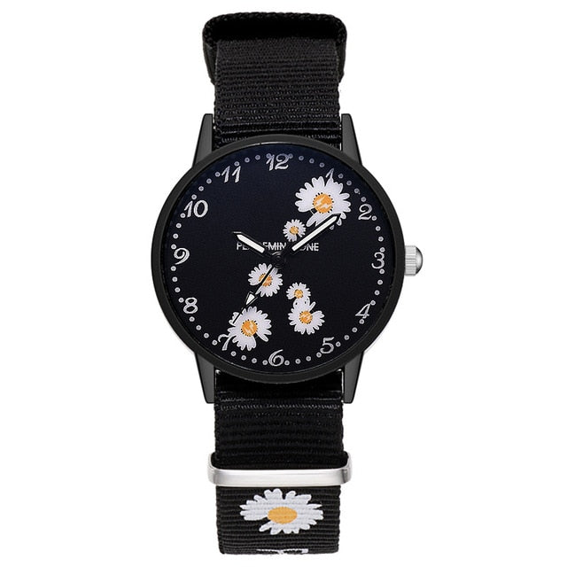 Girl Luxury Watch Women New Fashion Embossed Flowers Small Fresh Printed Belt Dial Watch Female Student Quartz Watch relogio