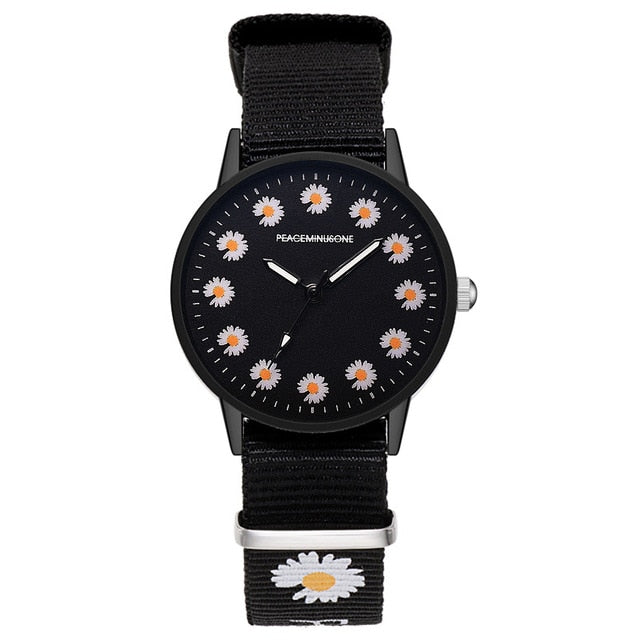 Girl Luxury Watch Women New Fashion Embossed Flowers Small Fresh Printed Belt Dial Watch Female Student Quartz Watch relogio