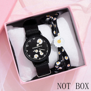 Girl Luxury Watch Women New Fashion Embossed Flowers Small Fresh Printed Belt Dial Watch Female Student Quartz Watch relogio