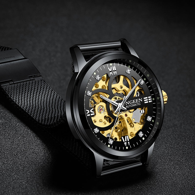 Relógio esqueleto 2019 nova fngeen esporte mecânico relógio de luxo dos homens relógios marca superior montre homme relógio automático