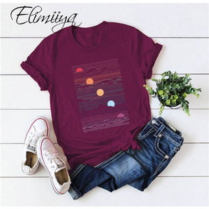 Elimiiy Abstract T shirt Women Oversized Print T-shirt Short Sleeve O-Neck  Womens clothing  Ladies Tops Tees 2020 Summer Top