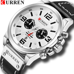 CURREN Mens Watches Top Luxury Brand Waterproof Sport Wrist Watch Chronograph Quartz Military Genuine Leather Relogio Masculino