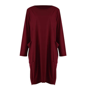 women's long sleeve pocket casual loose t shirt dress Ruimatai Women's Long Sleeve T-Shirt Dress Casual Loose Fit Pocket Plain Color Soft Comfortable Stylish Fashion Dress S-XXL