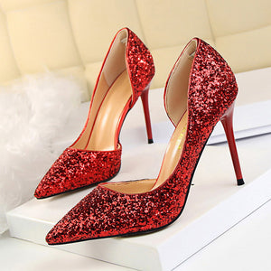 LAKESHI Women Pumps Extrem Sexy High Heels Women Shoes Thin Heels Female Shoes Wedding Shoes Gold Sliver White Ladies Shoes