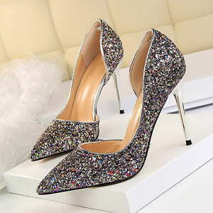 LAKESHI Women Pumps Extrem Sexy High Heels Women Shoes Thin Heels Female Shoes Wedding Shoes Gold Sliver White Ladies Shoes