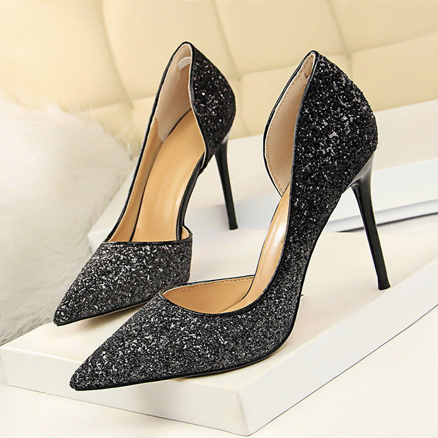 LAKESHI Women Pumps Extrem Sexy High Heels Women Shoes Thin Heels Female Shoes Wedding Shoes Gold Sliver White Ladies Shoes