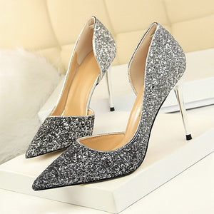 LAKESHI Women Pumps Extrem Sexy High Heels Women Shoes Thin Heels Female Shoes Wedding Shoes Gold Sliver White Ladies Shoes