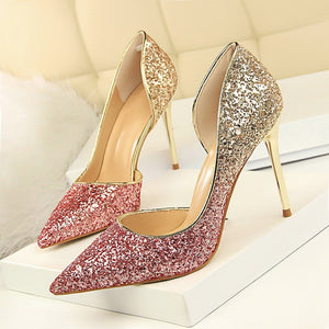 LAKESHI Women Pumps Extrem Sexy High Heels Women Shoes Thin Heels Female Shoes Wedding Shoes Gold Sliver White Ladies Shoes