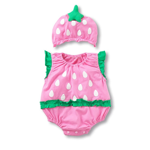 Lovely New baby boy girl rompers Newborn Infant Toddler Boy Girl Summer clothes Romper cotton Jumpsuit Clothes+hat set