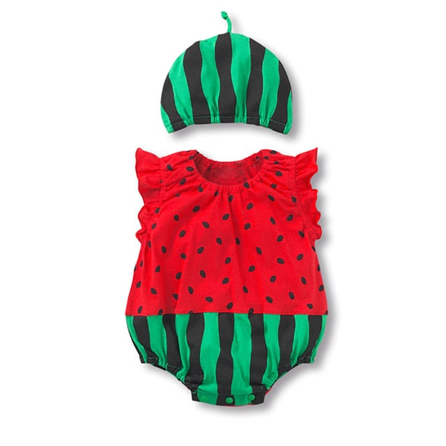 Lovely New baby boy girl rompers Newborn Infant Toddler Boy Girl Summer clothes Romper cotton Jumpsuit Clothes+hat set
