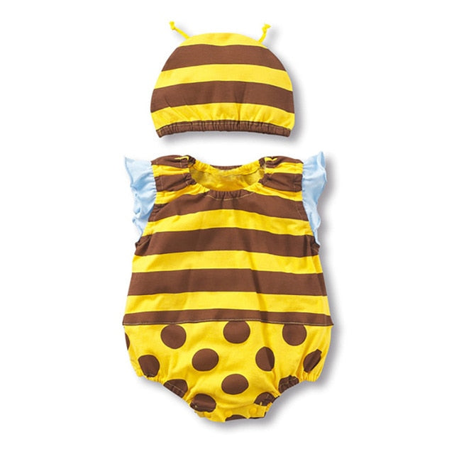 Lovely New baby boy girl rompers Newborn Infant Toddler Boy Girl Summer clothes Romper cotton Jumpsuit Clothes+hat set