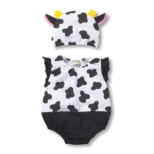Lovely New baby boy girl rompers Newborn Infant Toddler Boy Girl Summer clothes Romper cotton Jumpsuit Clothes+hat set