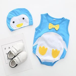 Lovely New baby boy girl rompers Newborn Infant Toddler Boy Girl Summer clothes Romper cotton Jumpsuit Clothes+hat set